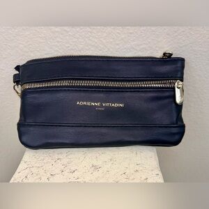 Adrienne Vittadini Navy Two Zipper Pouch Clutch
